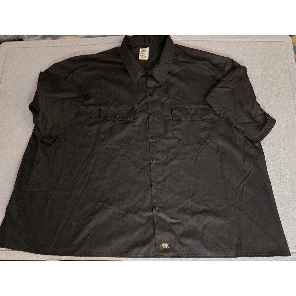 Dickies Men's Work Shirt 5XL Black Short Sleeve Button Front Uniform Industrial
